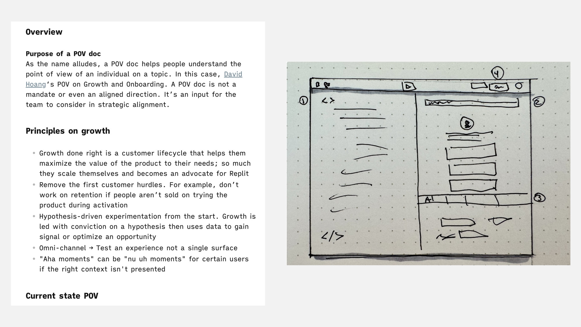providing a point of view document