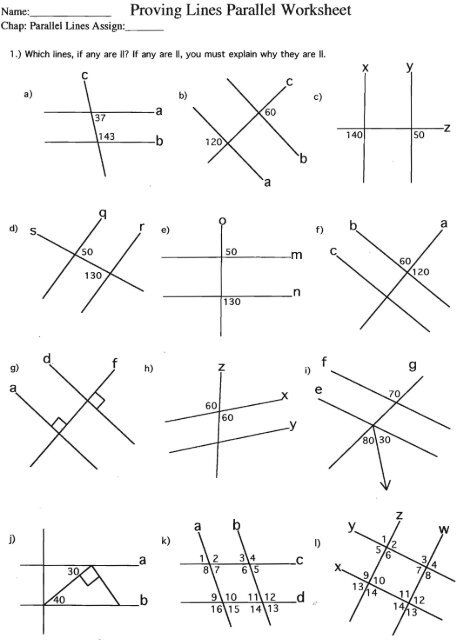 Proving Lines Parallel Worksheet c