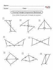 Proving Triangle Congruence: Worksheet to Determine Congruent ...