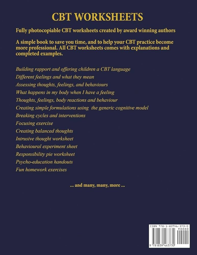 Cognitive Behavioral Workbook for kids (CBT Worksheets): CBT ...