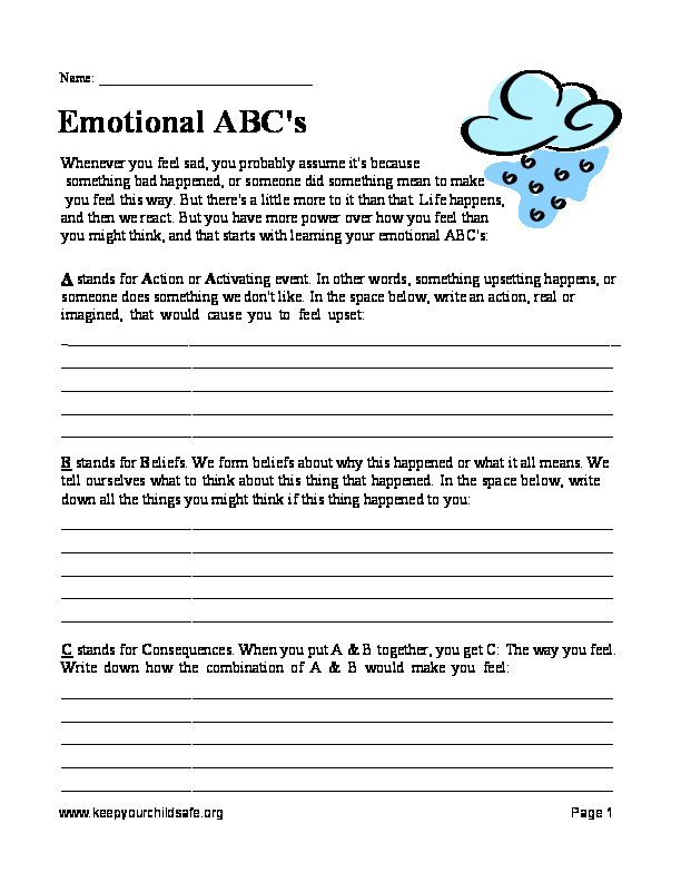 Psychology Worksheets for Kids - Keep Your Child Safe.org