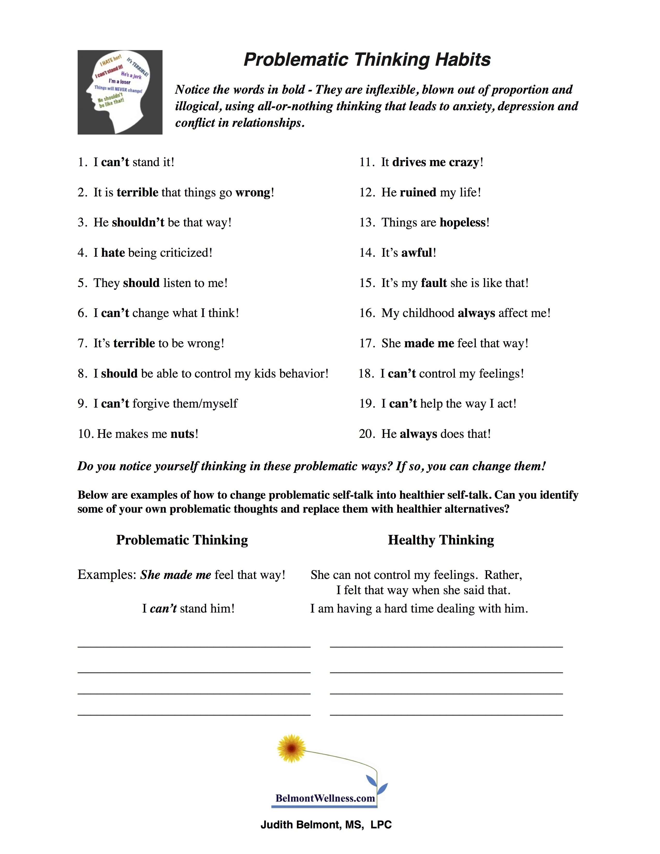Psychoeducational Handouts, Quizzes and Group Activities | Judy ...