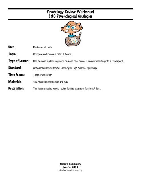 psychological worksheet