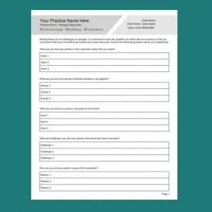 Couples Therapy Worksheet Bundle PDF -