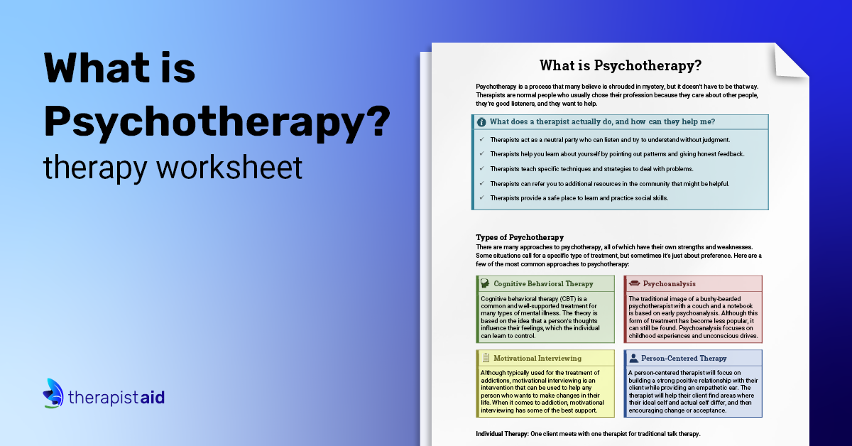 Psychotherapy Info Sheet | Worksheet | Therapist Aid