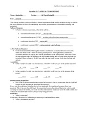 PSYC 101 Worksheet Classical Conditioning.docx - PsychSim 5 ...
