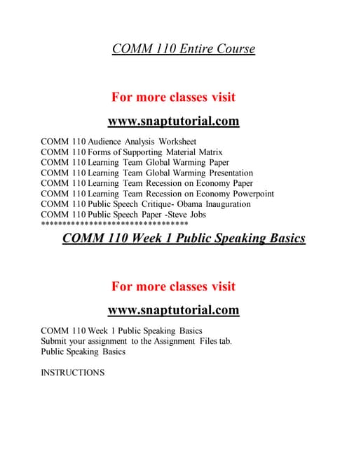 COMM 110 Education Redefined / snaptutorial.com