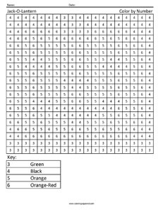 pumpkin color by number worksheet