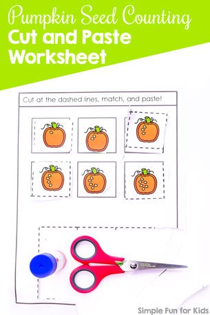 Pumpkin Seed Counting Cut and Paste Worksheet - Simple Fun for Kids