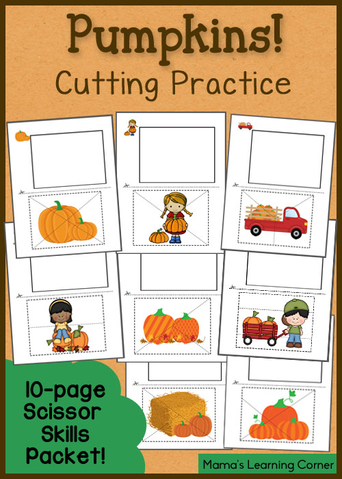 Cutting Practice Worksheets: Pumpkins! - Mamas Learning Corner