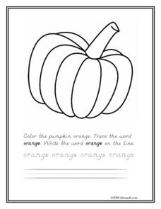 Orange Pumpkin Worksheet for Kindergarten - 1st Grade | Lesson Planet