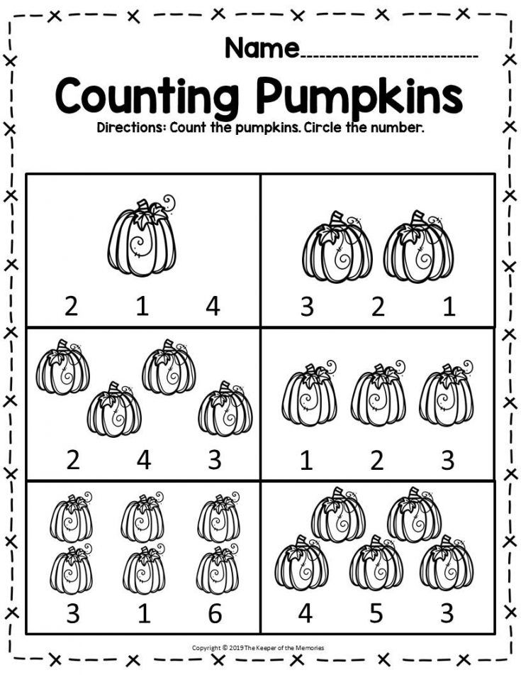 Free Printable Pumpkin Worksheets for Preschoolers &  Kindergartners