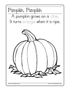 Pumpkin, Pumpkin Worksheet for Kindergarten - 1st Grade | Lesson ...