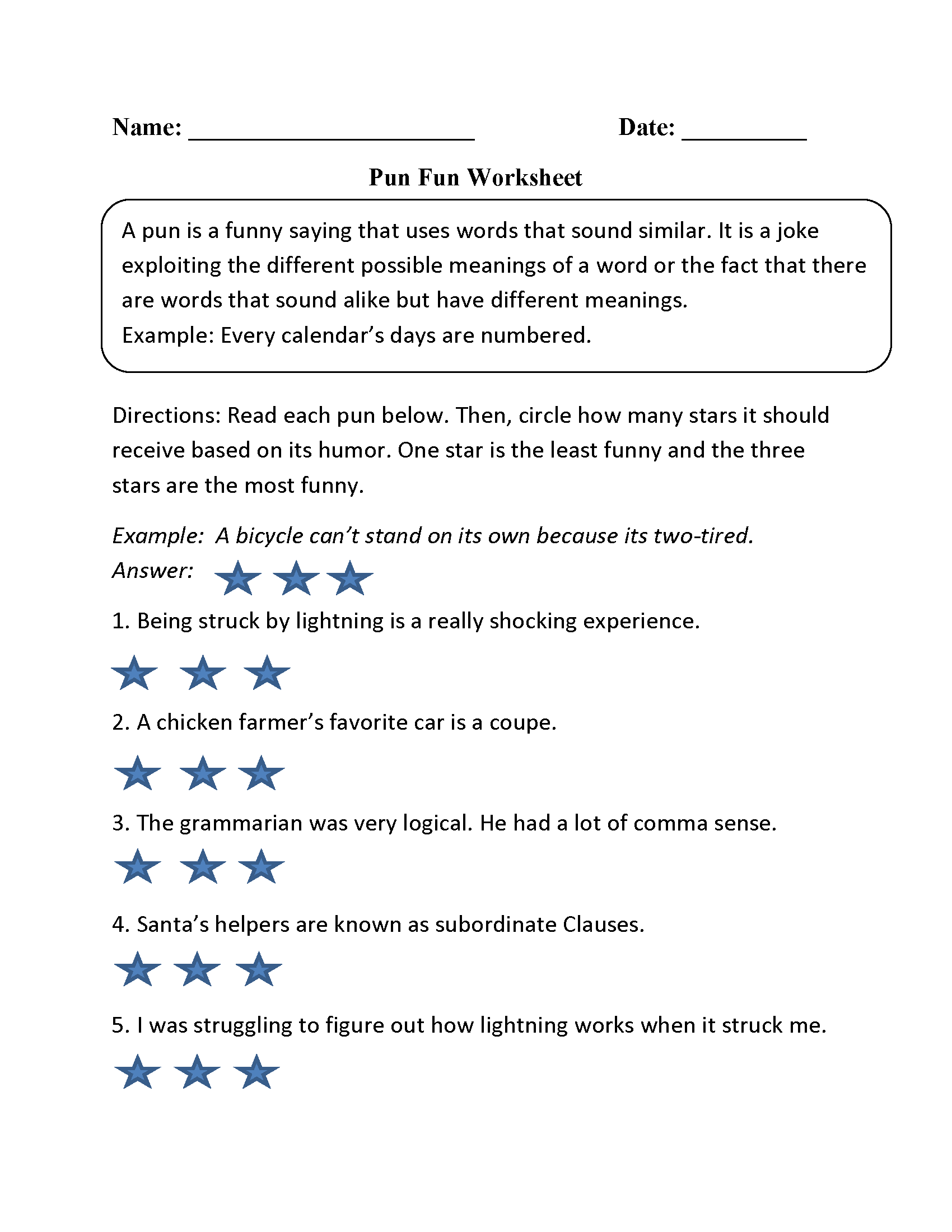 Figurative Language Pun Fun 8th Grade Worksheets Worksheets Library