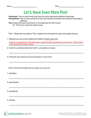 Lets Have Even More Pun! | Worksheet 