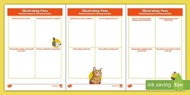 Illustrating Puns Activity Pages (teacher made) - Twinkl