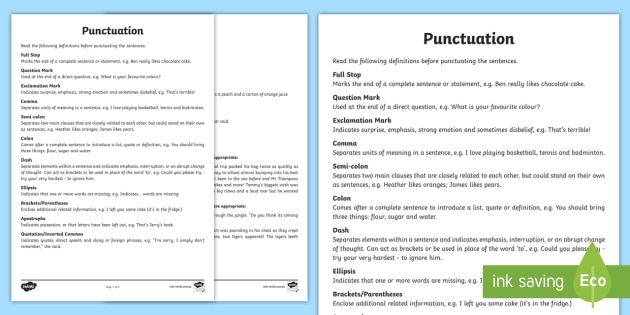 punctuate sentences worksheet
