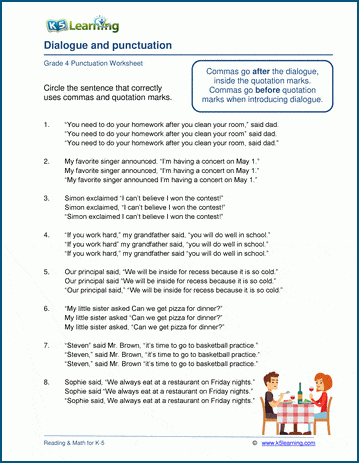 Dialogue and quotation marks worksheets | Worsheets library