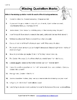 Quotation Marks: Worksheets