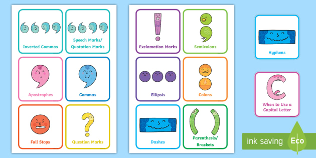 Illustrated Punctuation Flashcards - Primary KS1 - Twinkl