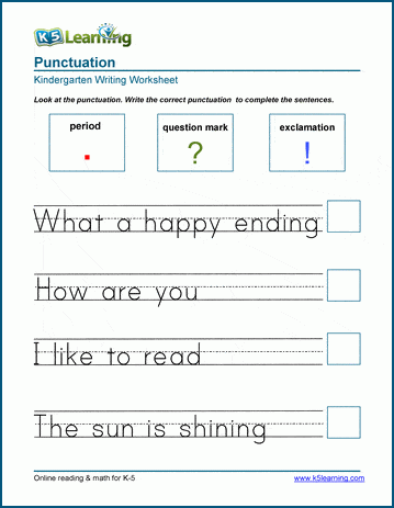 Ending punctuation worksheet for kindergarten and preschool | Worsheets library...