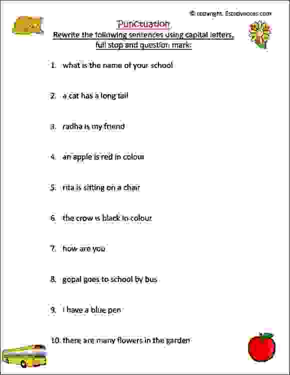 Punctuation Worksheet 1