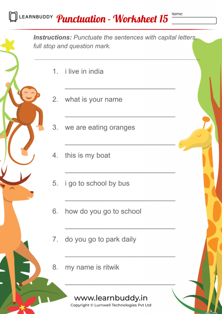Conjunctions, Punctuations, Opposites worksheets for Class 1 ...