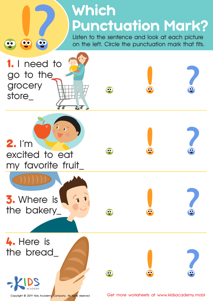 Punctuation Worksheets for Kindergarten: Free Printable ...