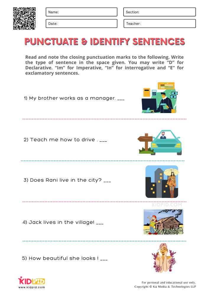 punctuation worksheet for 2nd grade