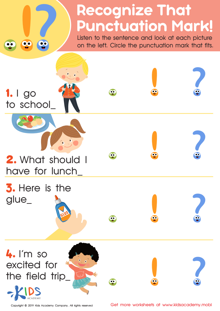 punctuation worksheet for kids