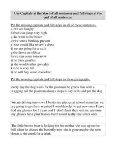 Capitalization and Punctuation Worksheets