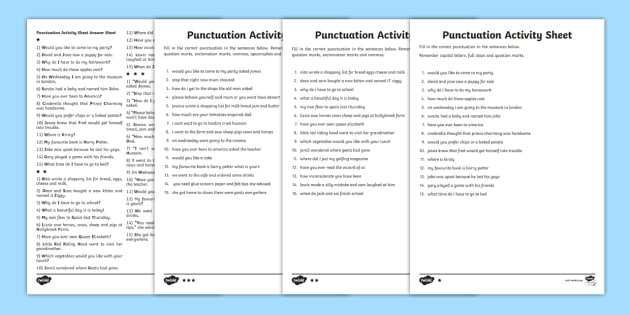 Complete The Sentence Punctuation Exercises PDF With Answers
