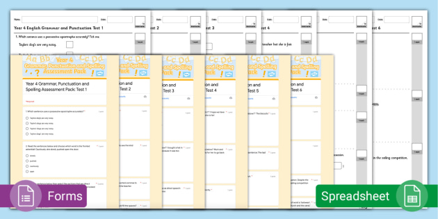 Year 4 English Worksheets with Answers | SPaG Pack 