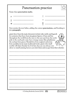 punctuations worksheet for grade 3