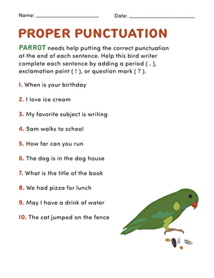 Proper Punctuation | Worksheet 