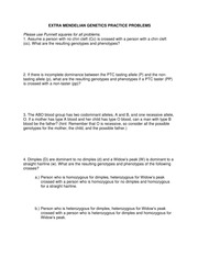 Mendelian Genetics:Punnett Square Practice - EXTRA MENDELIAN ...