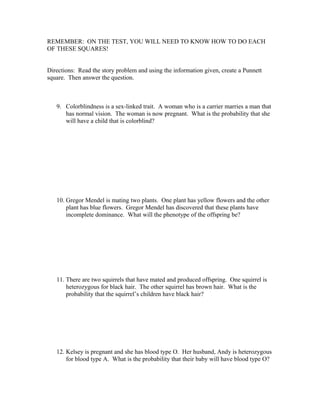 Punnett Squares Review Worksheet | PDF