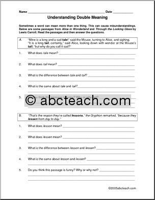 Worksheet: Puns (upper elem/ middle) | Abcteach