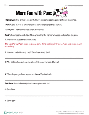 Puns Activities - Worksheet - ESL worksheet by thomas1981