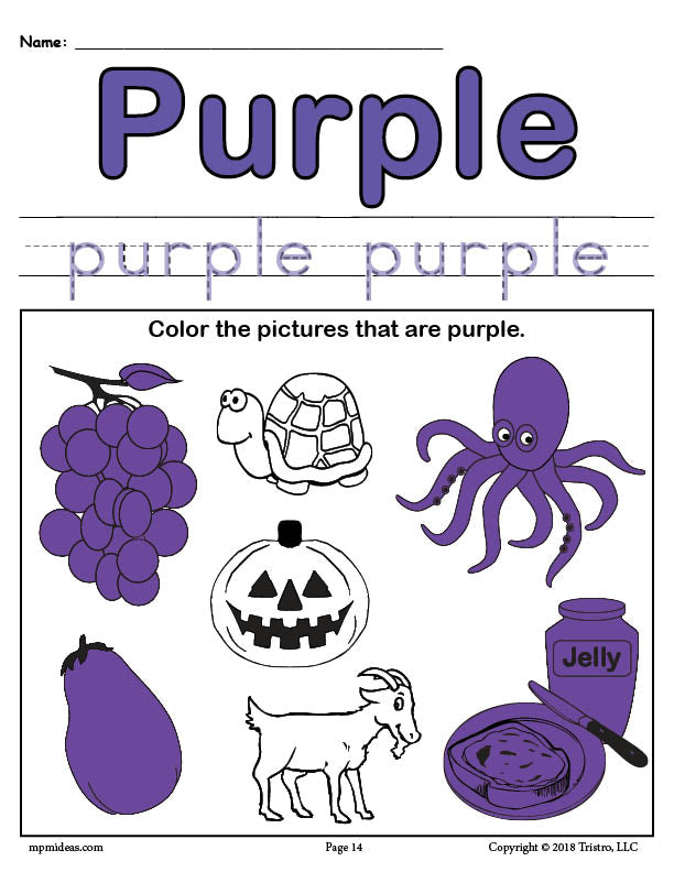 purple worksheet for preschool