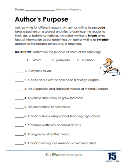 Authors Purpose Worksheets - 15 Worksheets Library