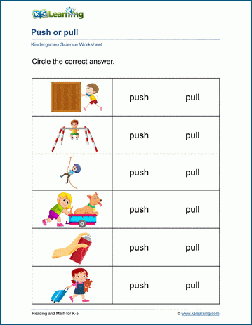 Push or pull worksheets | Worsheets library