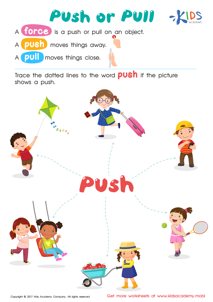 Push or Pull Worksheet: Free Physical Science Printable for Kids