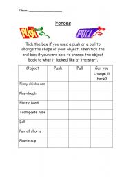 Push/pull forces - ESL worksheet by kirbster
