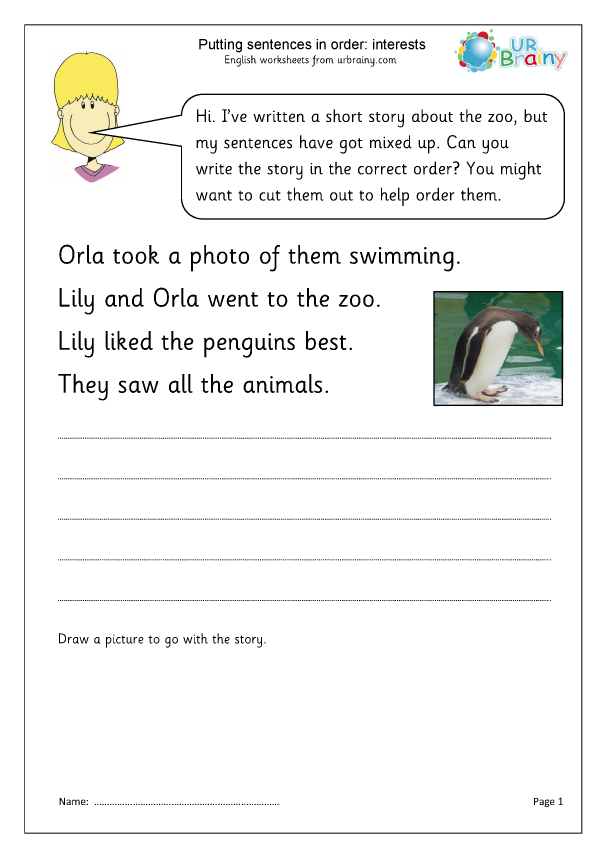 Putting sentences in order: interests - Ordering Sentences by ...