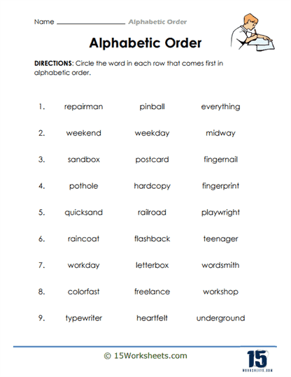 Alphabetic Order Worksheets - 15 Worksheets Library