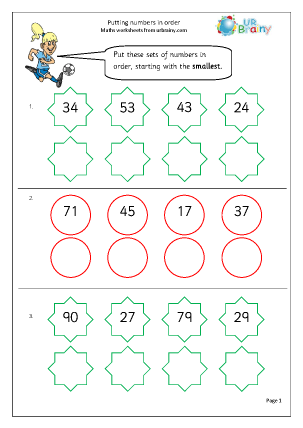 Putting numbers in order - Number and Place Value by URBrainy.com