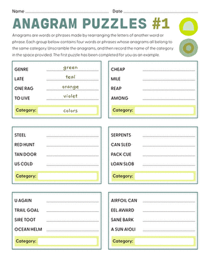 puzzle worksheet for middle school
