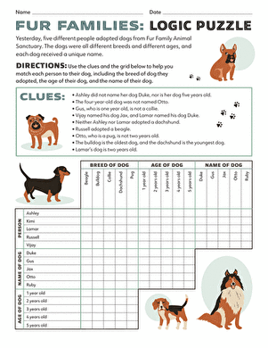 Fur Families: Logic Puzzle | Worksheet 