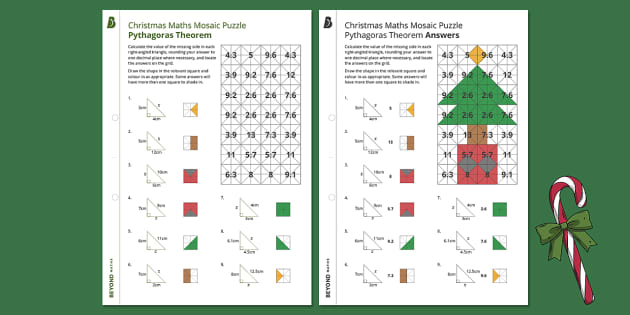 ? Christmas Pythagoras Maths Mosaic Puzzle (teacher made)